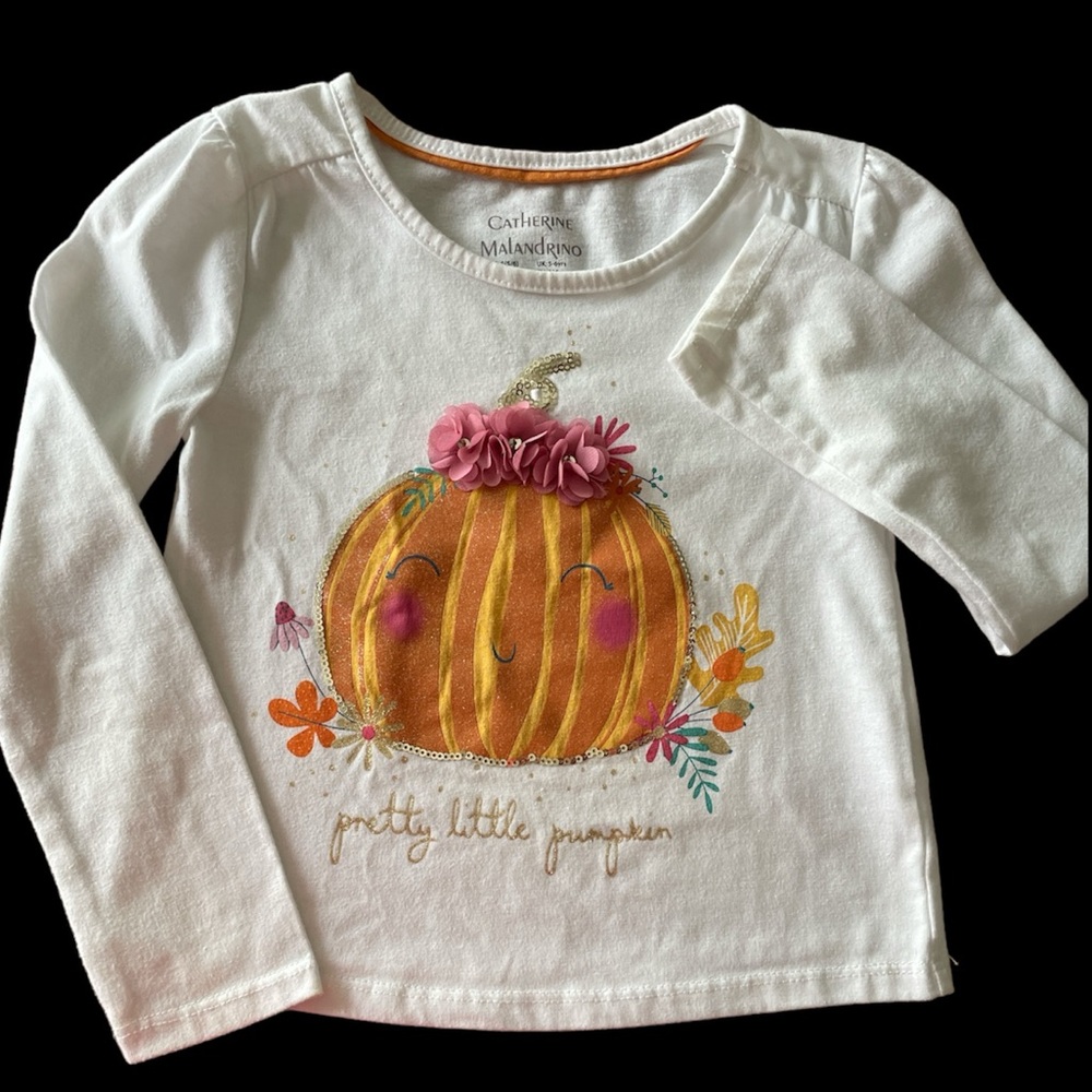Catherine Malandrino Off White Long Sleeve Pumpkin Tee